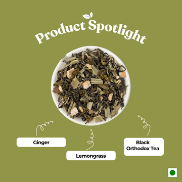 Lemongrass Ginger Black Tea - Detoxifies | Stress Relieve | Weight Loss (70gm)