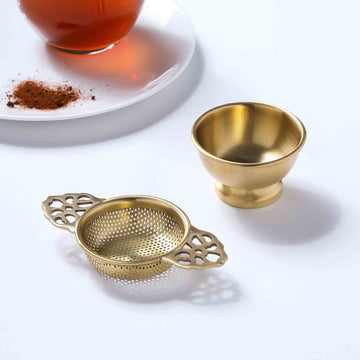 Brass Tea Infuser with Drip Bowl