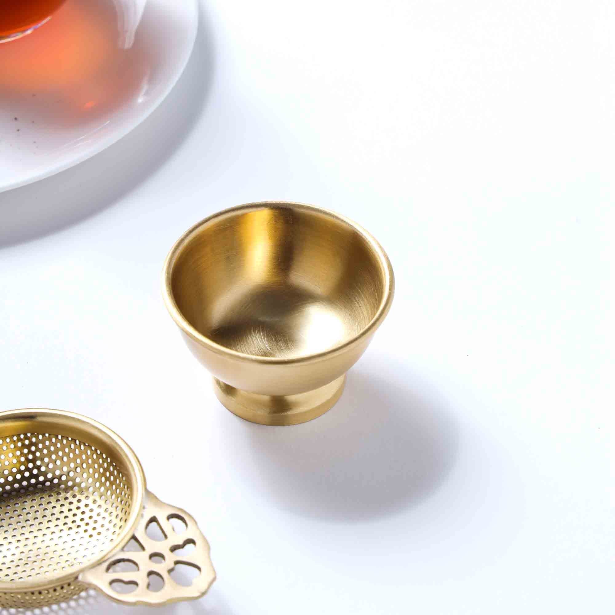Brass Tea Infuser with Drip Bowl thumbnail 2