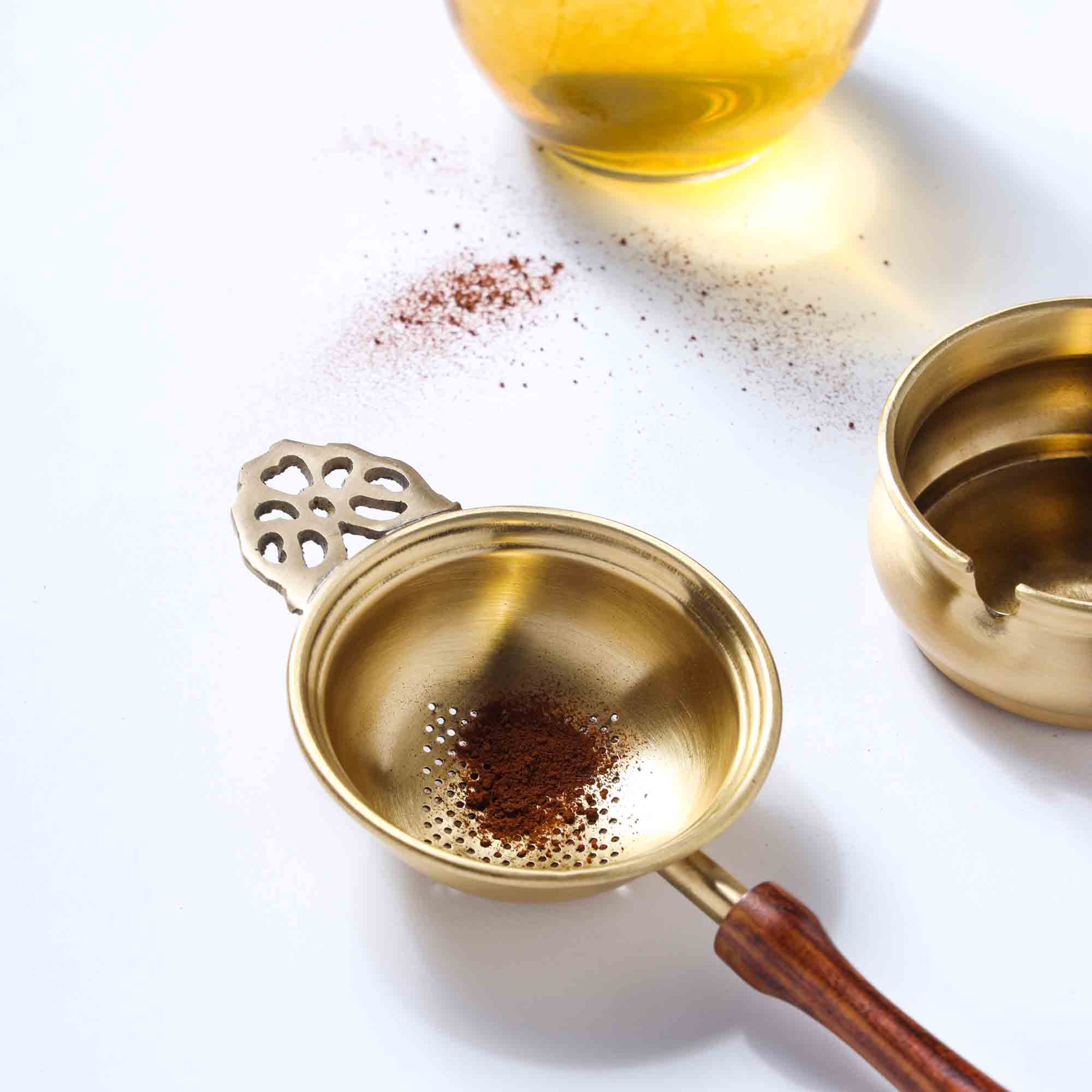 Brass Tea Strainer with Bowl image 2