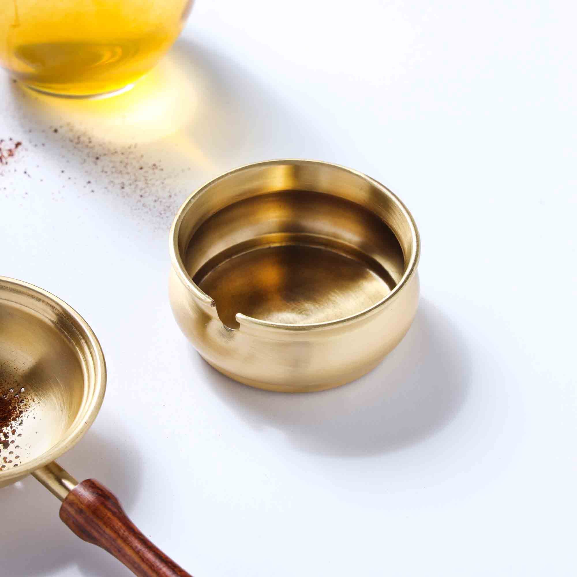 Brass Tea Strainer with Bowl image 3